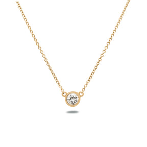 0.51ct natural round brilliant cut diamond 14k gold bezel set pendant necklace