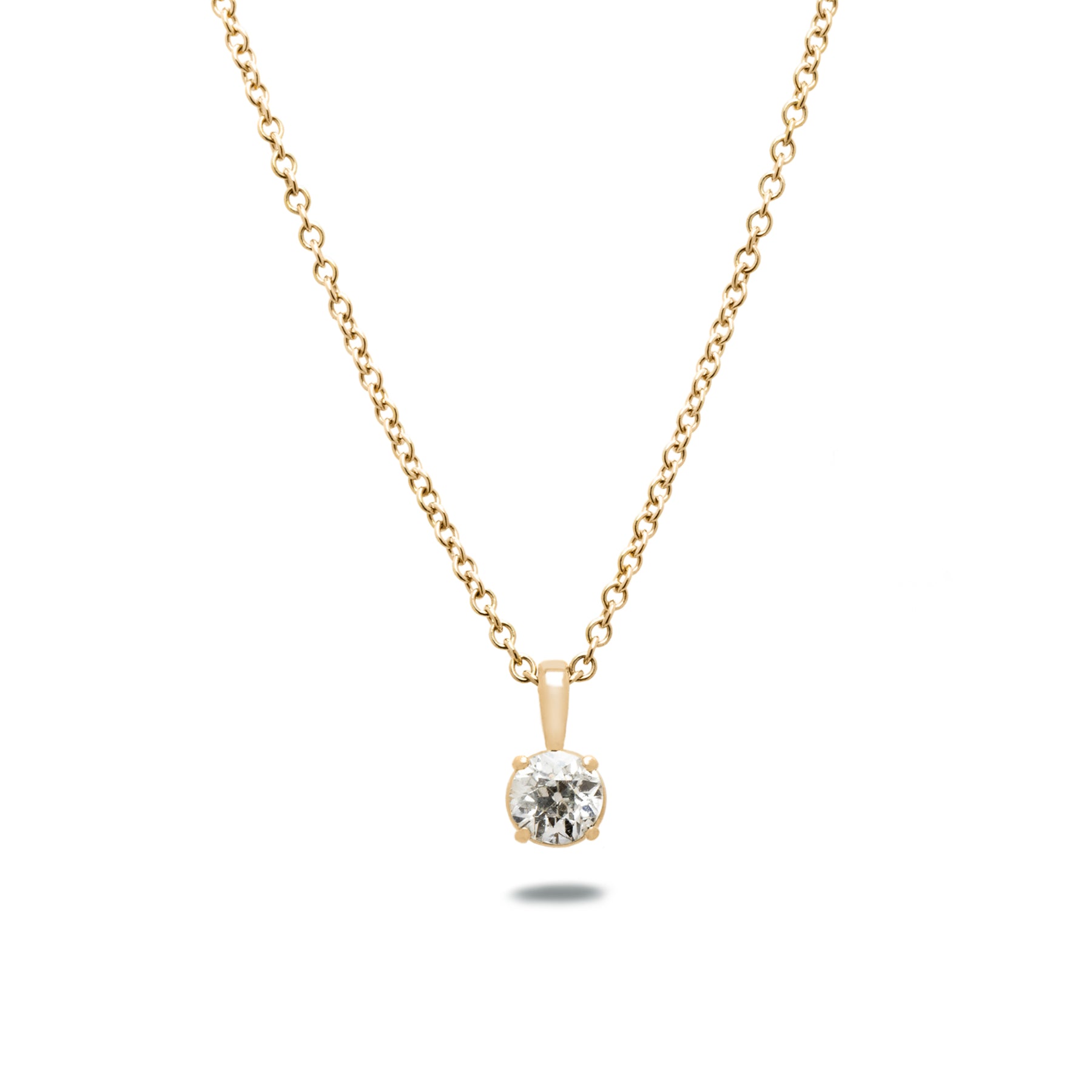 0.56ct old european cut antique diamond 14k gold pendant necklace
