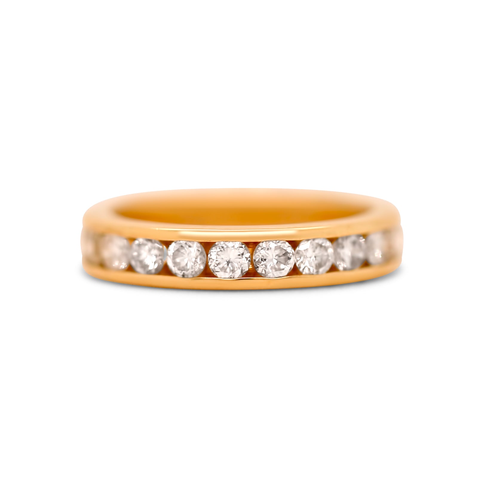 Estate Yellow Gold Diamond Channel Set Wedding Band