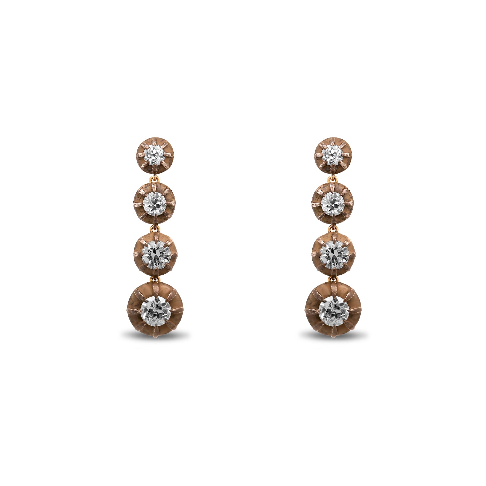 Estate 18k Yellow Gold Victorian Colette Diamond Drop Earring