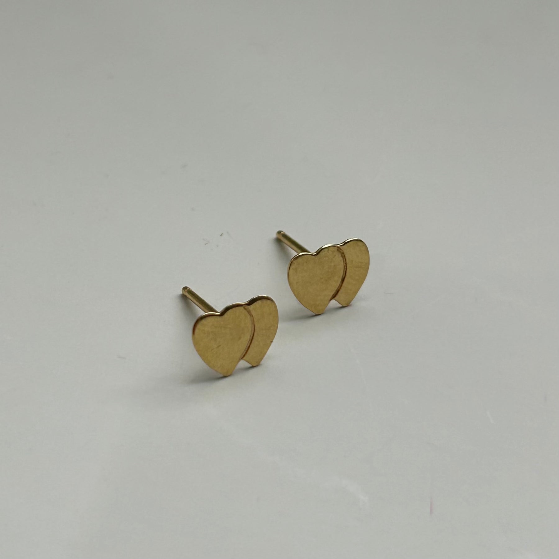 14KY Double Heart Stud Earrings