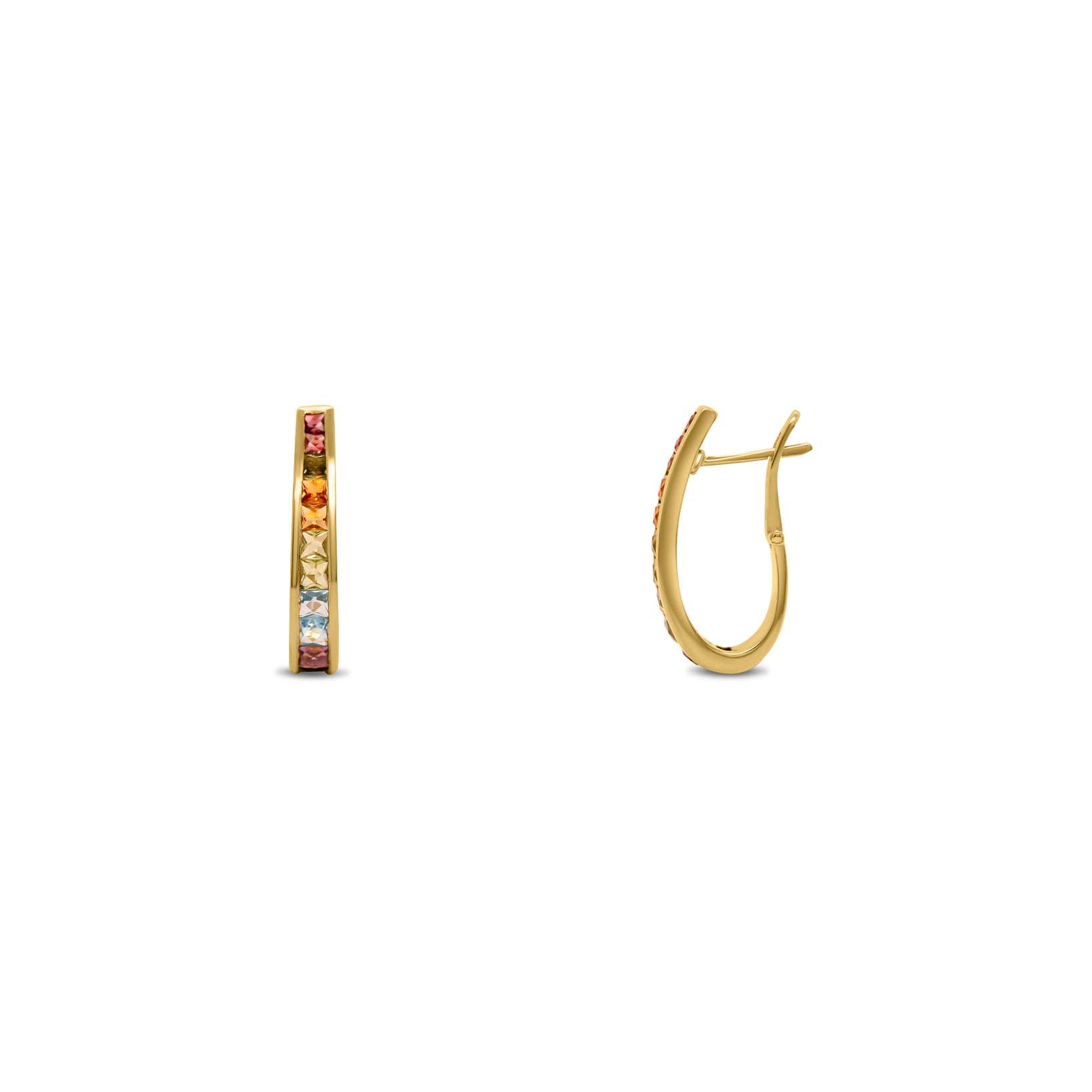 14k Yellow Gold Estate Gemstone Rainbow Drop Earrings