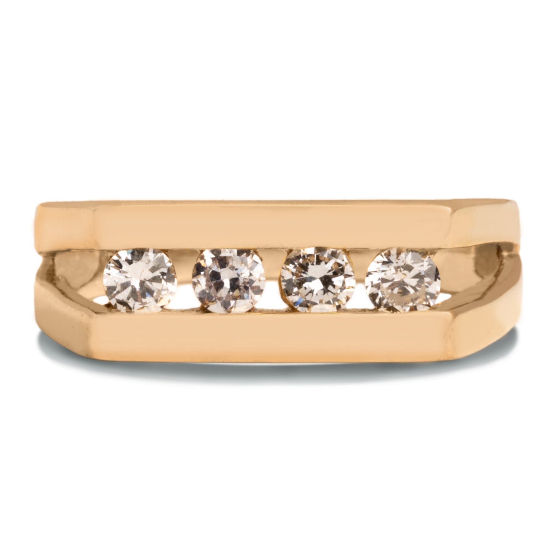 Contemporary Estate 14k Yellow Gold 4 Stone Diamond Ring