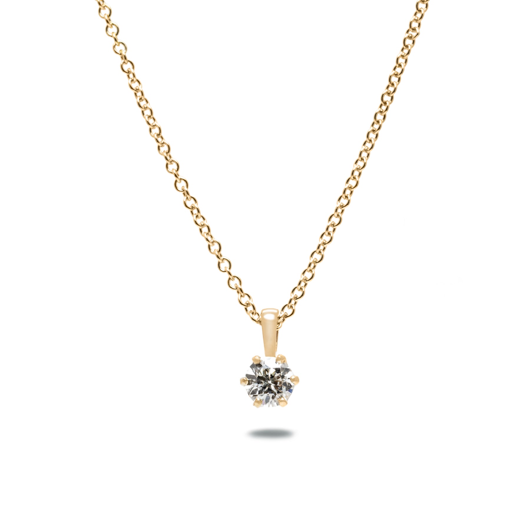 0.50ct old european cut antique diamond 14k gold 6 prong pendant necklace