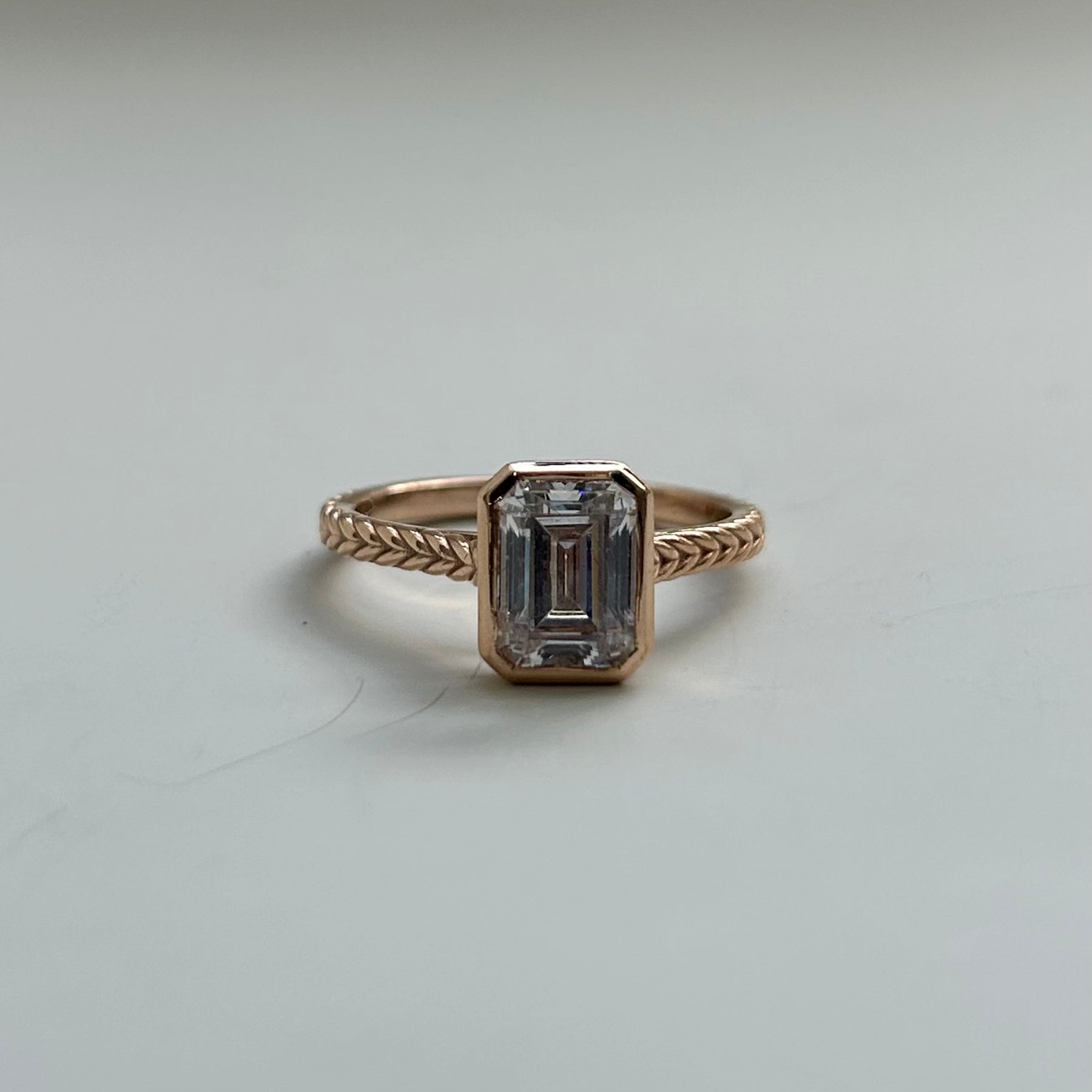14KR 2.00ct CZ Rope Band Engagement Size 8