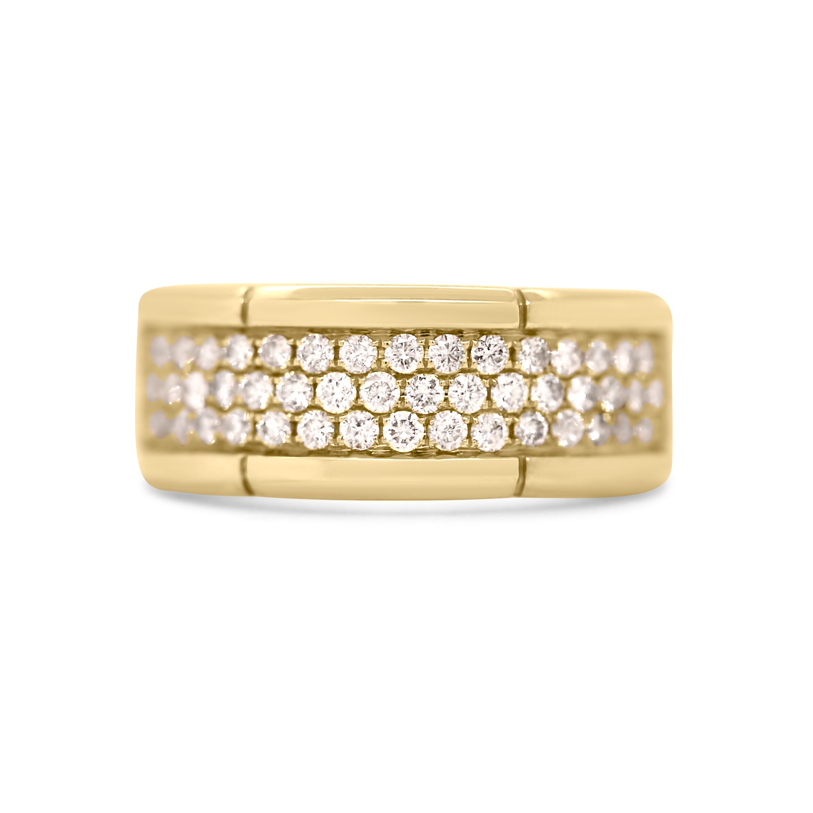 Contemporary Estate 10k Yellow Gold Stacked Diamond Ring