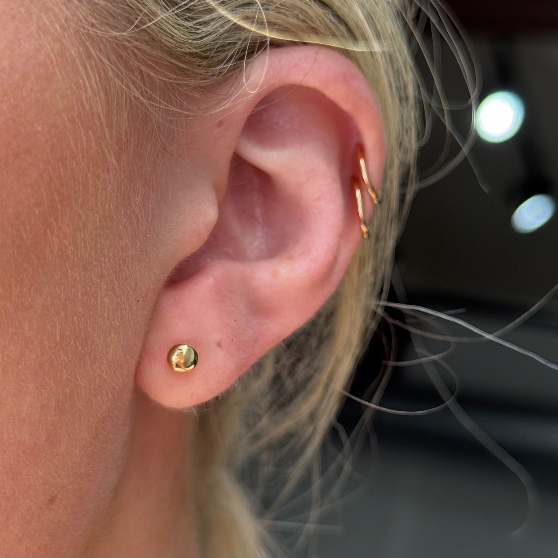 14k Flat Pebble Stud Earrings