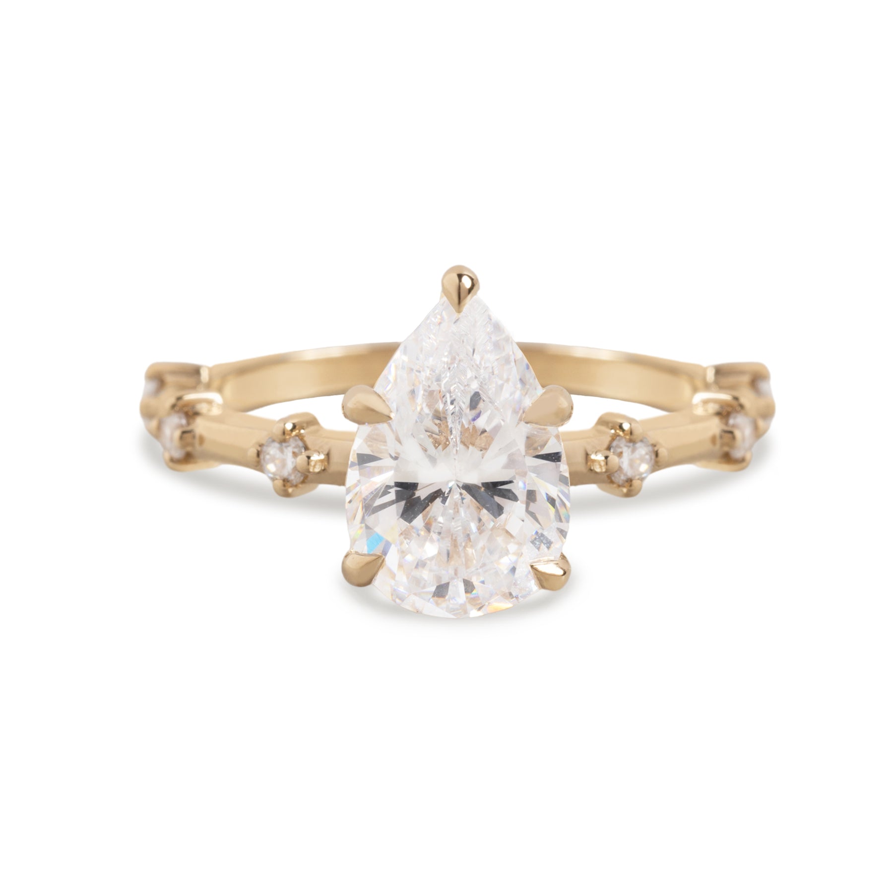 14k gold semi custom engagement ring solitaire diamond with diamonds on band