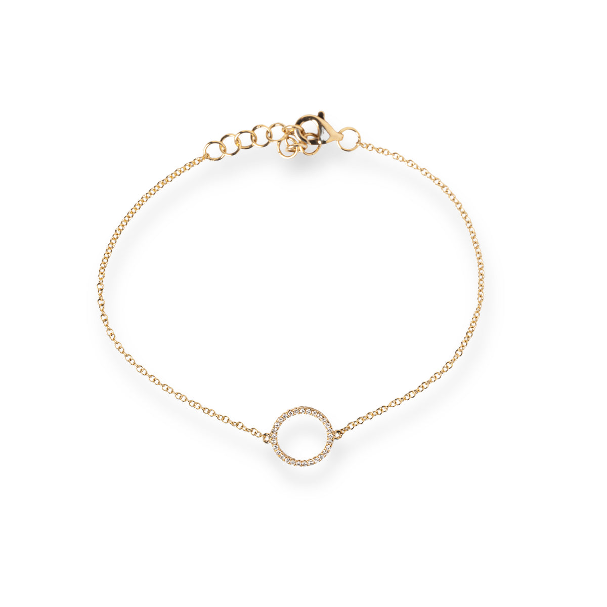 14k yellow or white gold diamond circle bracelet