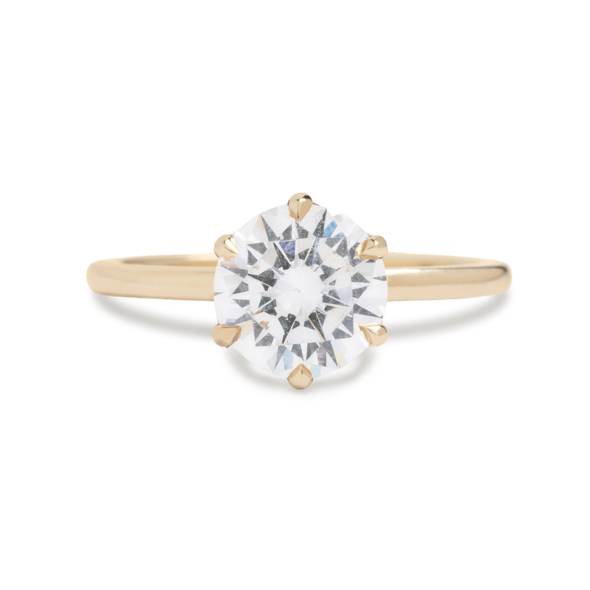 14k yellow, white, or rose gold diamond semi custom engagement ring solitaire with size petal prongs