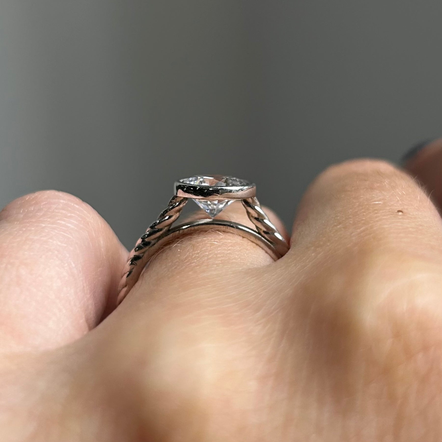 14KW 1.50ct CZ Rope Band Engagement Size 7