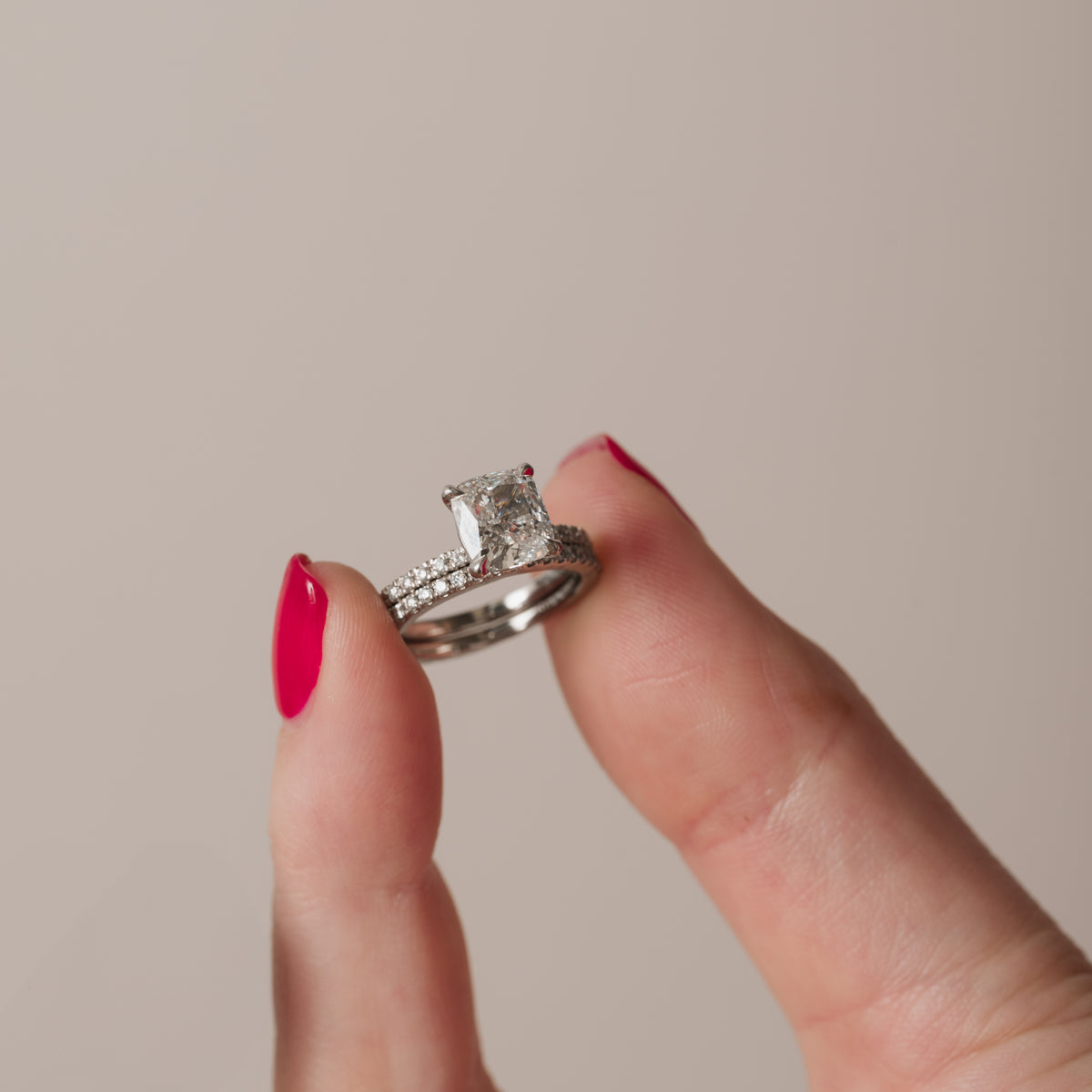 Platinum 2.16ct Lab Grown Cushion Engagement Ring