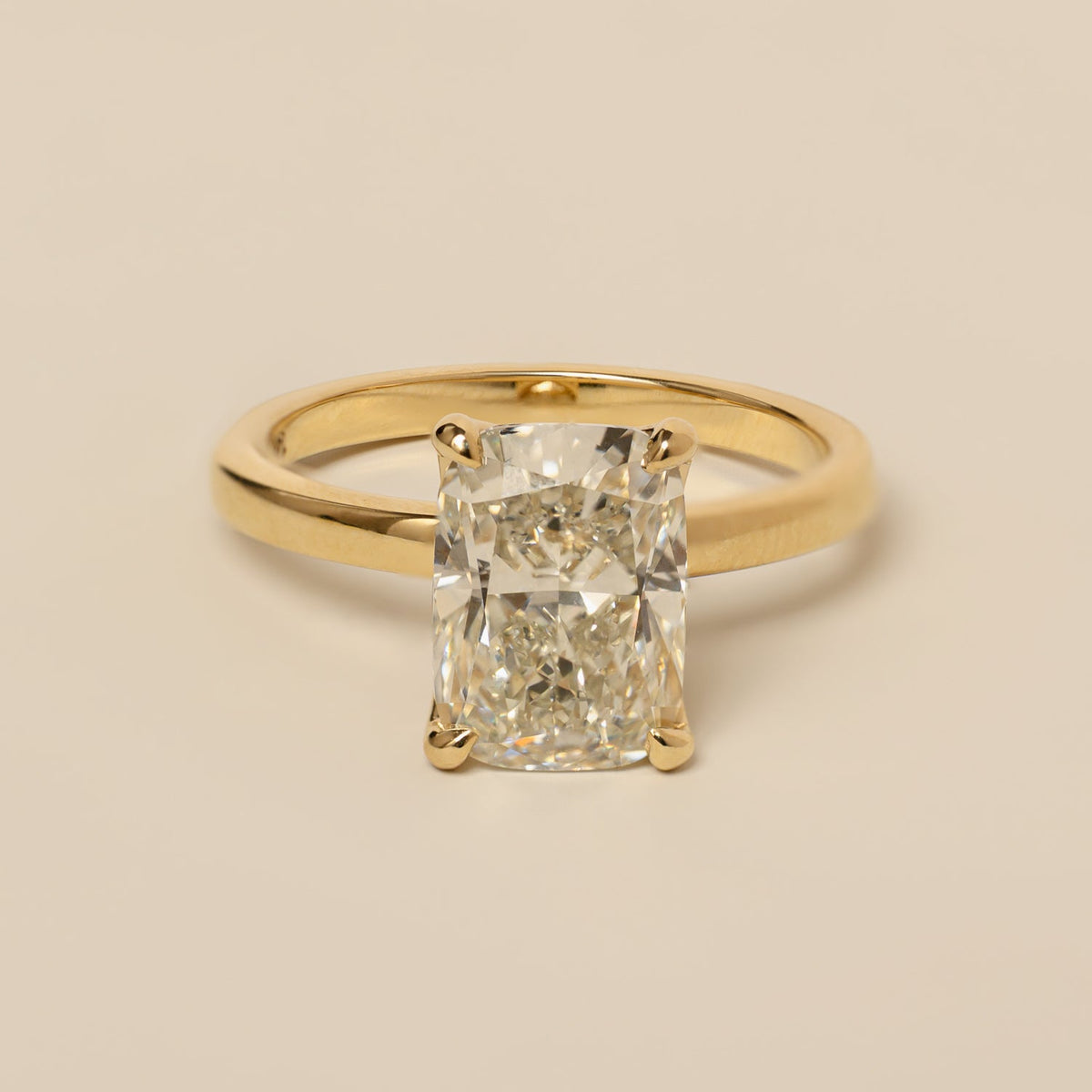 14k yellow gold 3.52ct elongated cushion solitaire lab diamond engagement ring