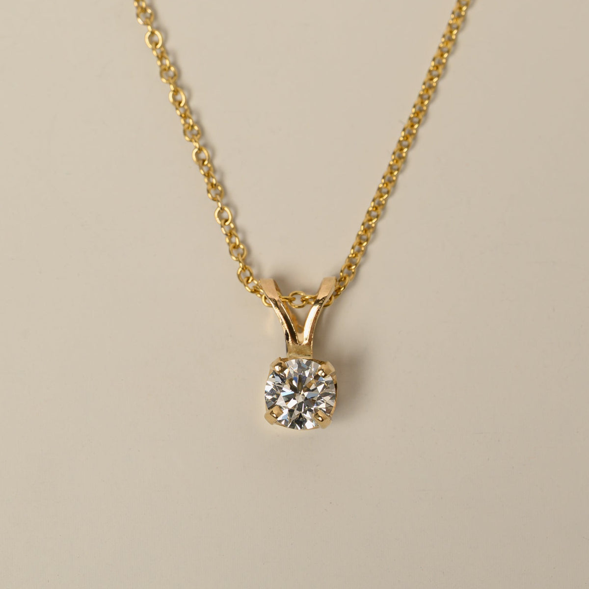 14k yellow gold 0.36ct round brilliant cut natural diamond split bail pendant necklace