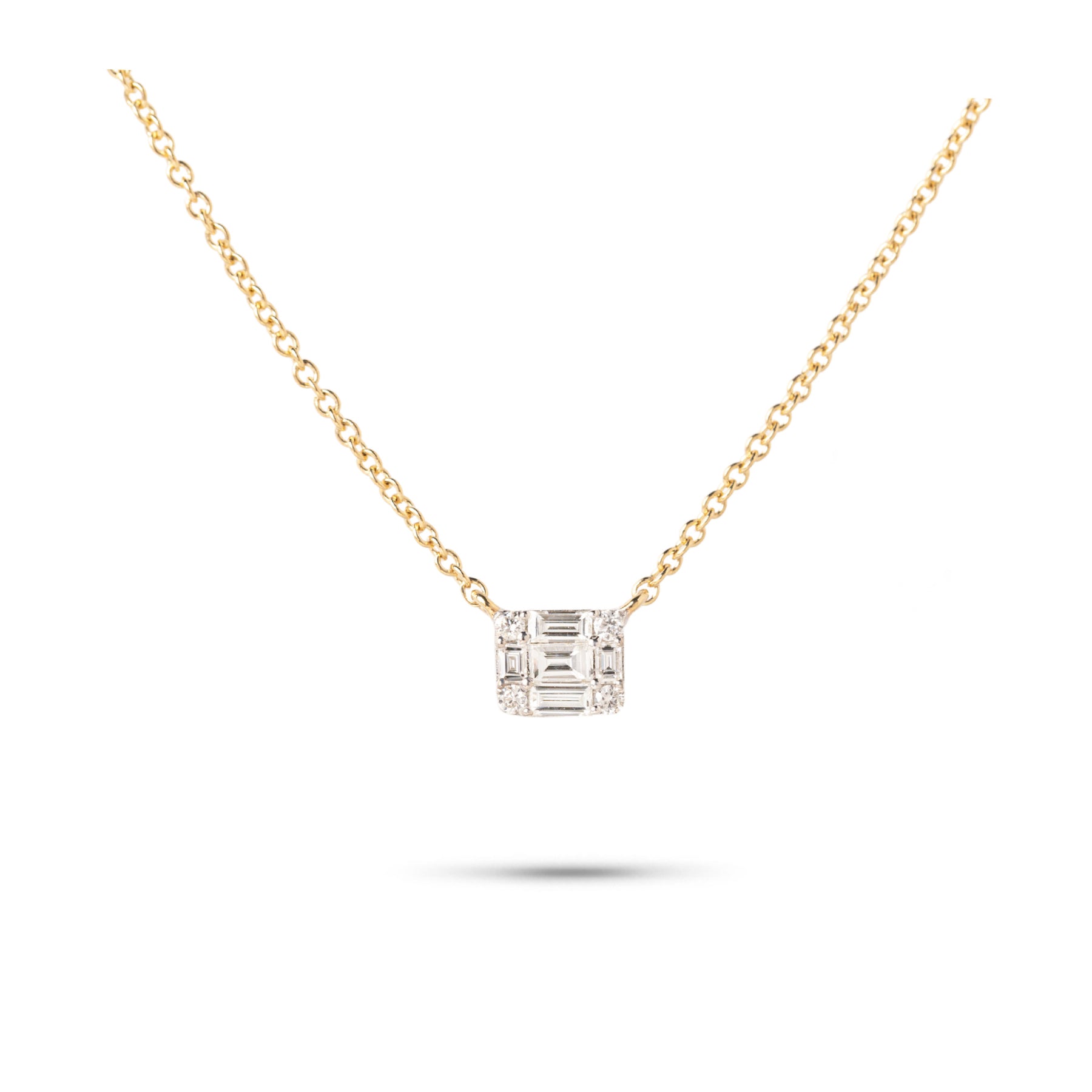 14k yellow gold diamond cluster illusion necklace