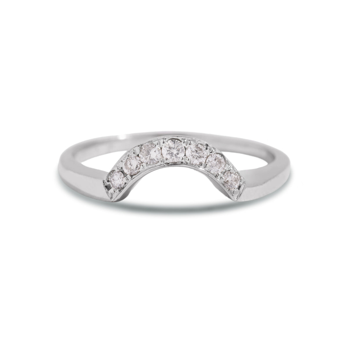 18k white gold estate diamond contour ring size 7