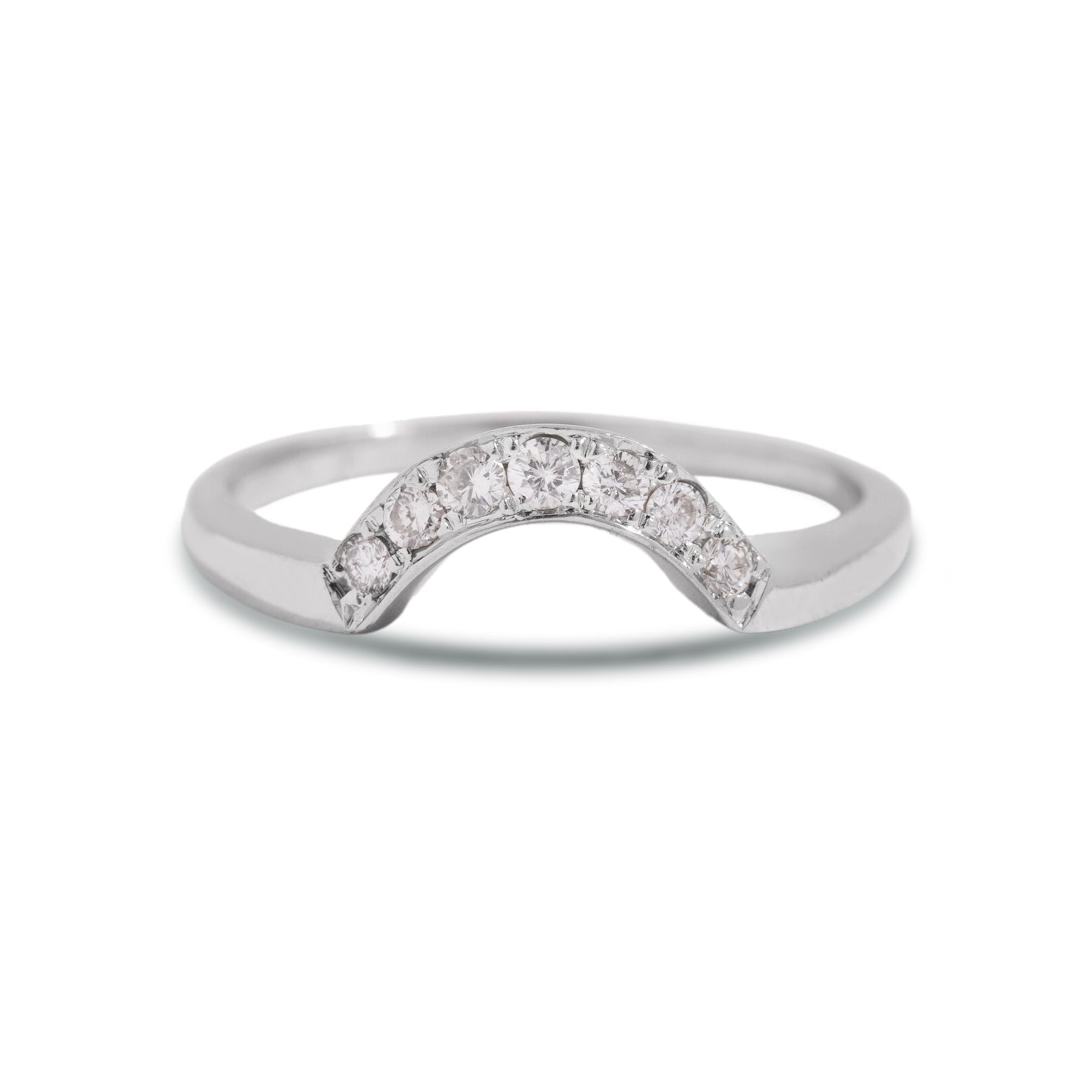 18k white gold estate diamond contour ring size 7