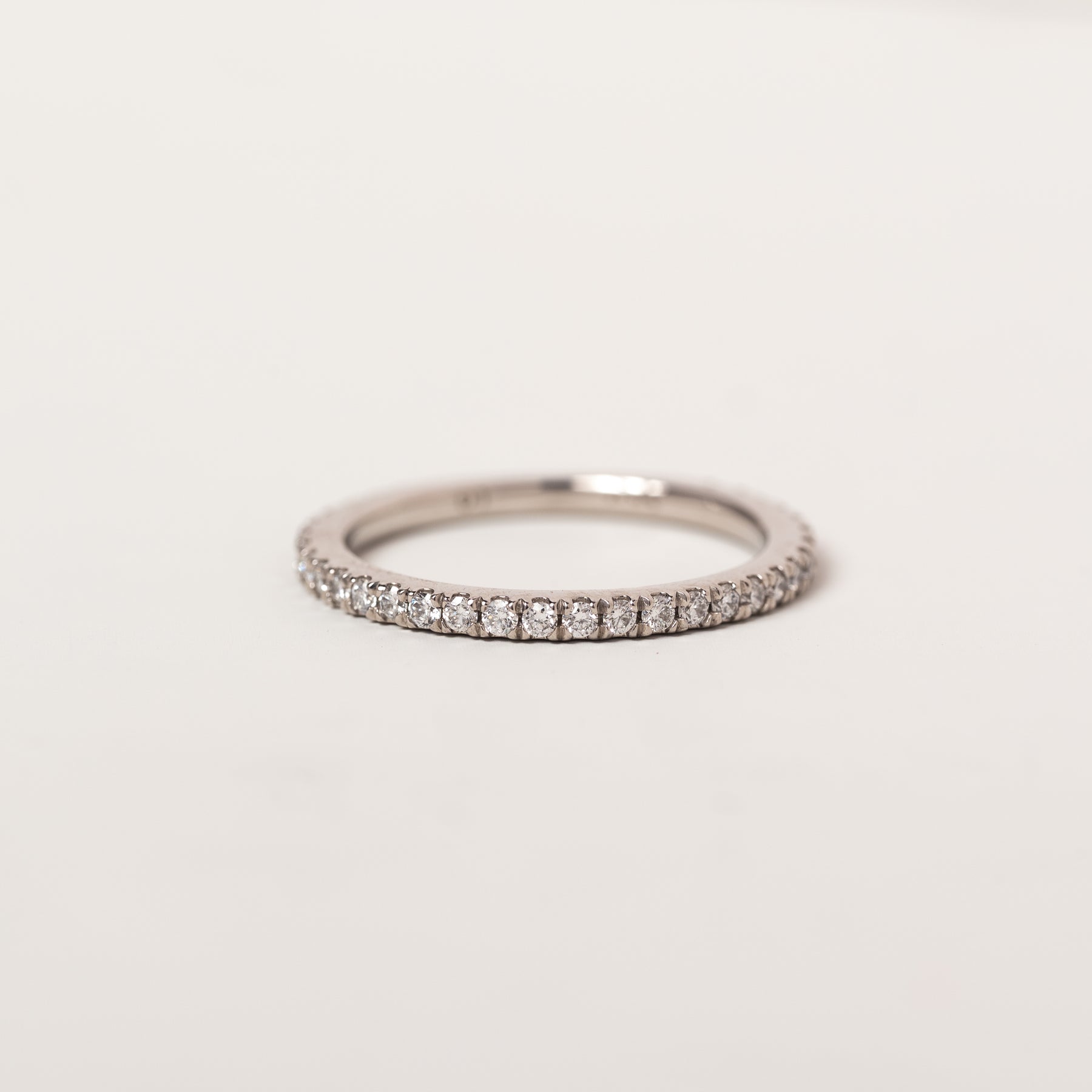 platinum lab grown diamond pave french split prongs 3/4 eternity wedding band