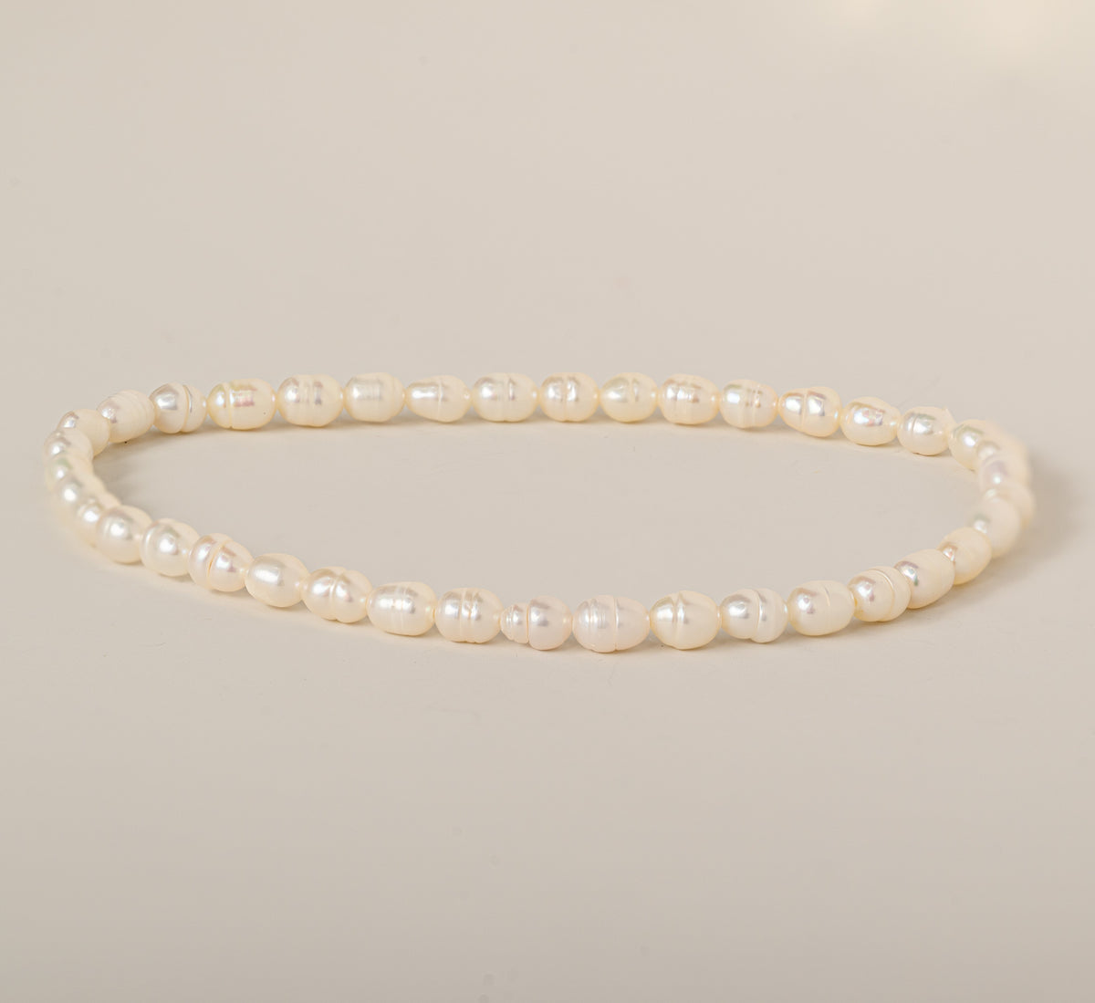 oval ringed freshwater beaded pearl stretch bracelet adult size