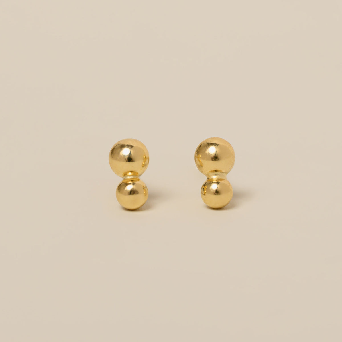 14k Double Bead Stud Earrings