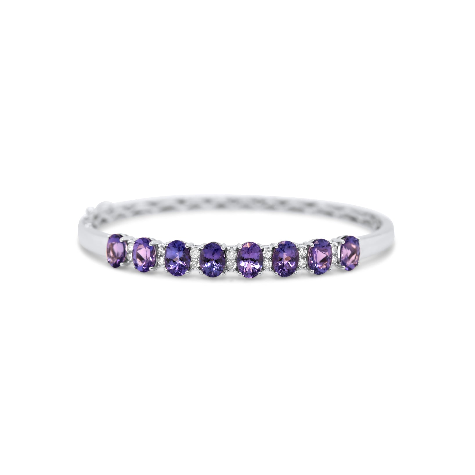 14k white gold estate diamond and tanzanite bangle