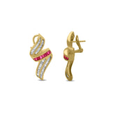 Estate 14K Yellow Gold Diamond and Ruby Earrings