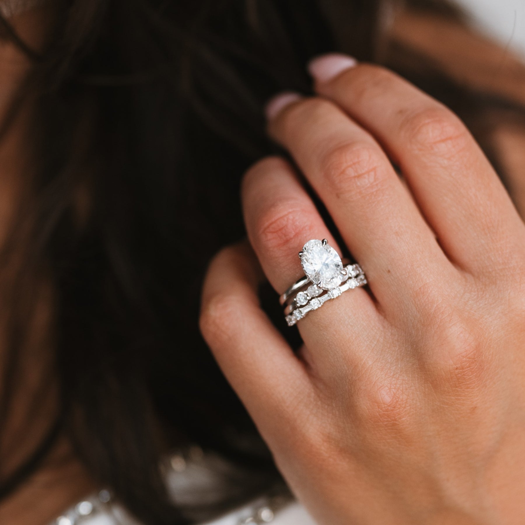 3.50ct Oval Lab Grown Diamond Piper Ring