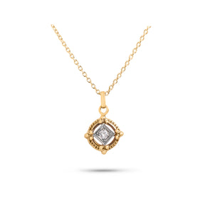 14k rose and white gold victorian diamond pendant necklace
