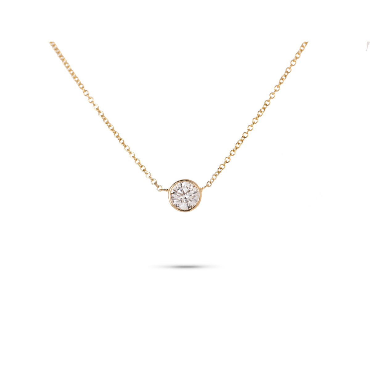 14k yellow gold bezel set 0.56ct lab grown diamond pendant necklace