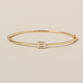 14k yellow gold bezel set east west emerald cut lab diamond bangle bracelet