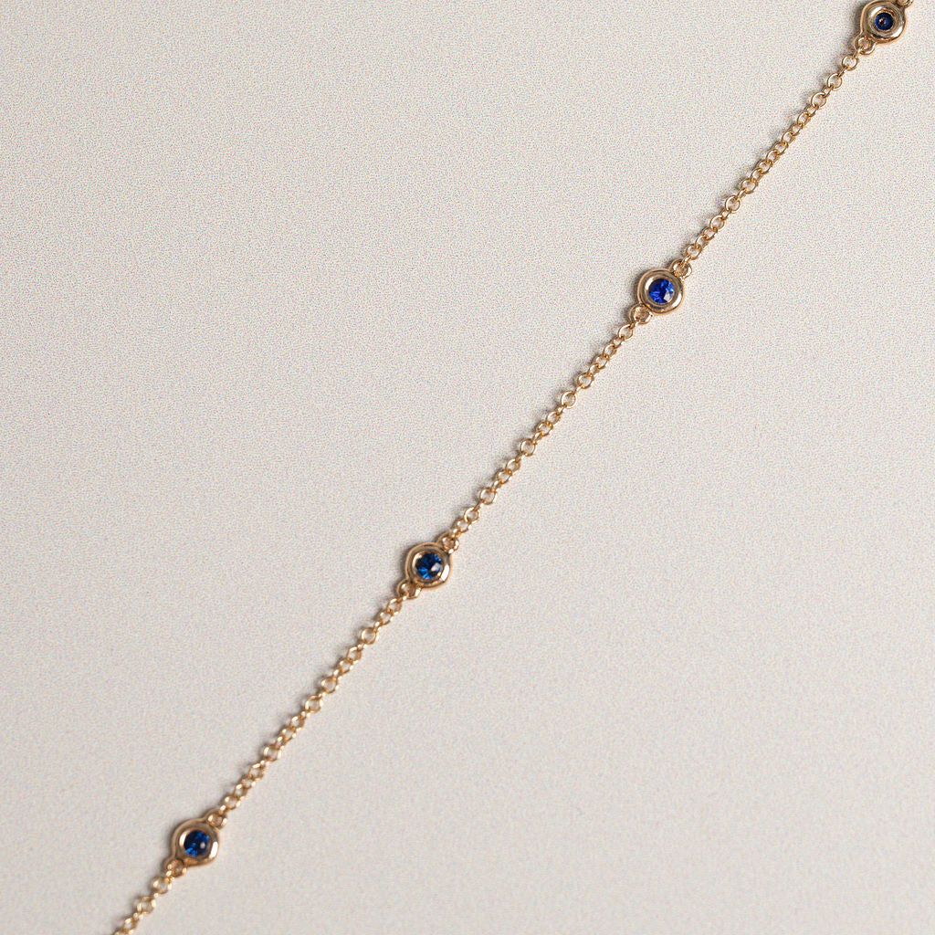 14ky bezel set gemstone by the yard bracelet