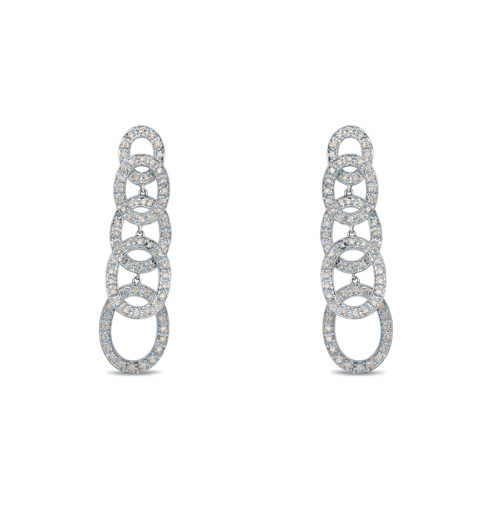 Estate 14k White Gold Diamond Circular Drop Earrings