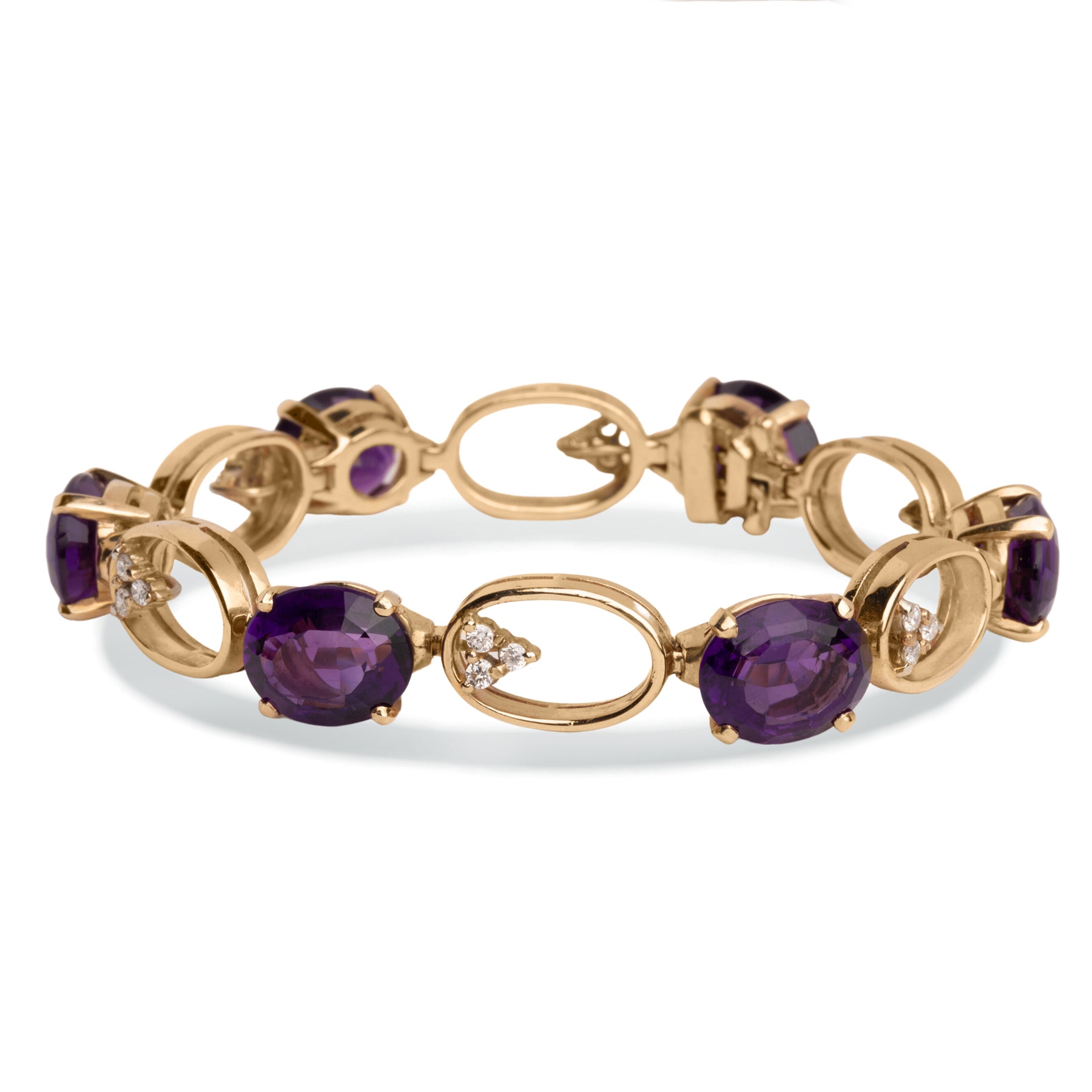 14k yellow gold 1970s diamond and gemstone bracelet