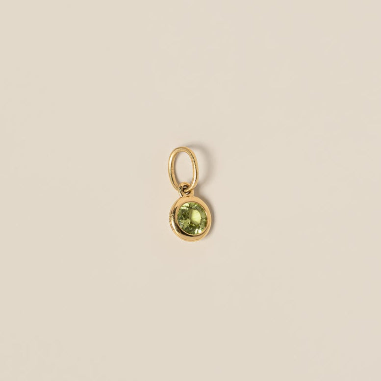 14k yellow gold small bezel set round cut gemstone stacking charm pendant