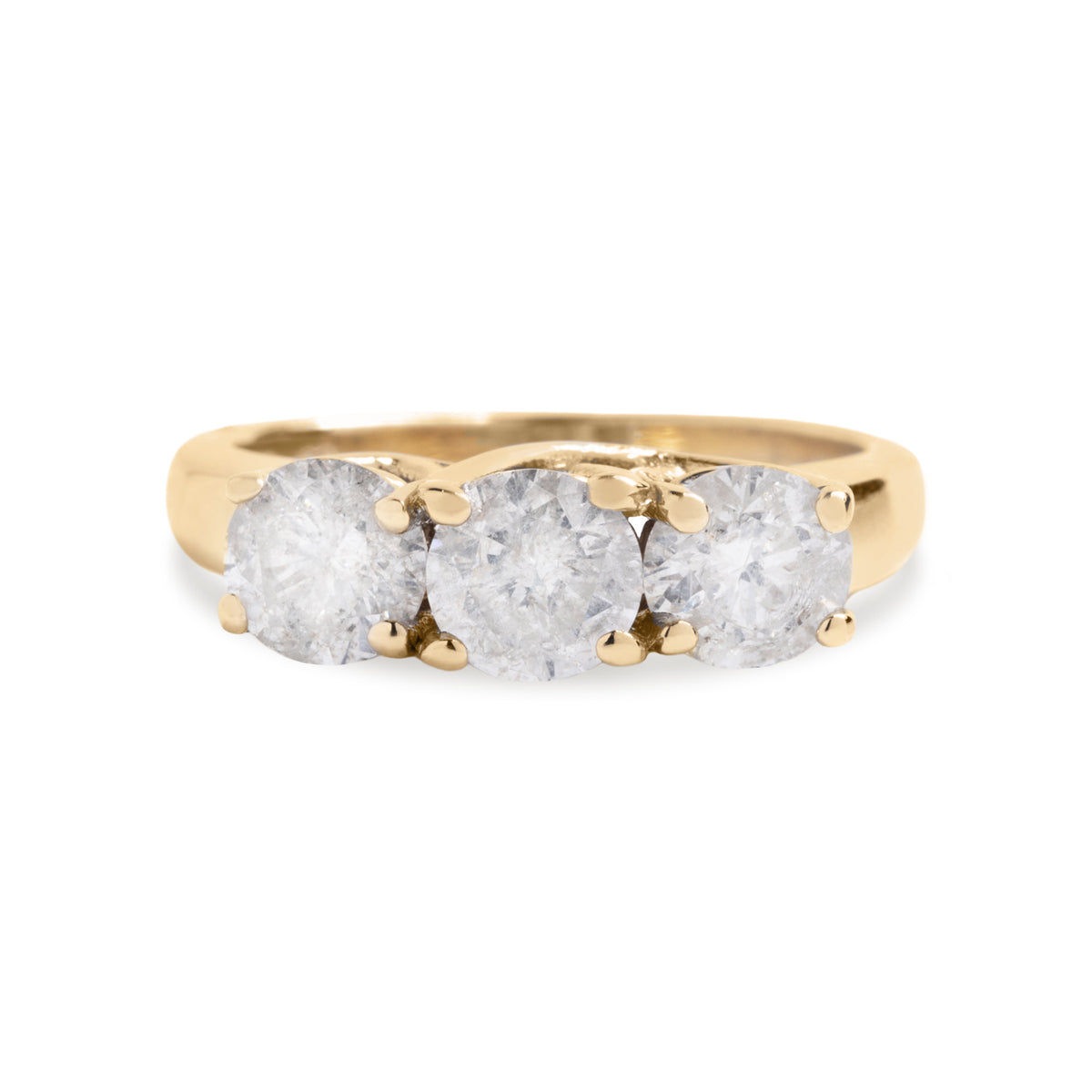 18k yellow gold estate 3 stone diamond engagement ring size 6