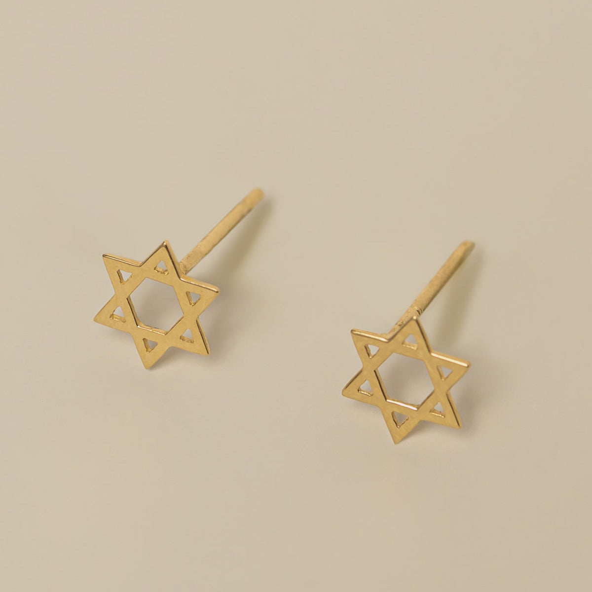 14k yellow gold star of david youth size stud earrings