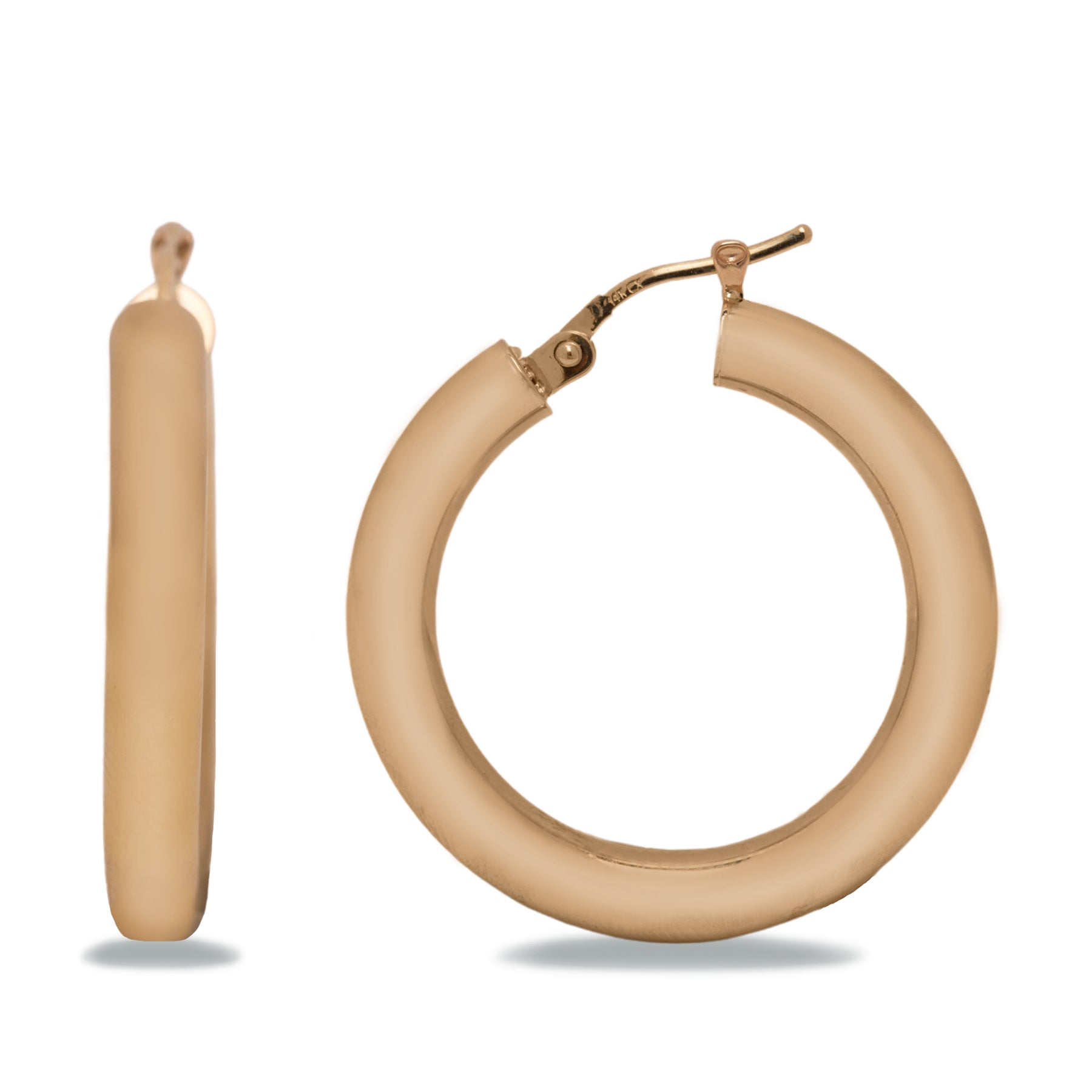 14k Yellow Gold Medium Thick Hoop Earrings
