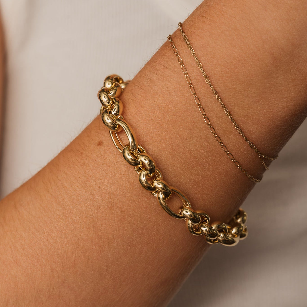 14k yellow gold chunky fancy oval link chain bracelet 8"