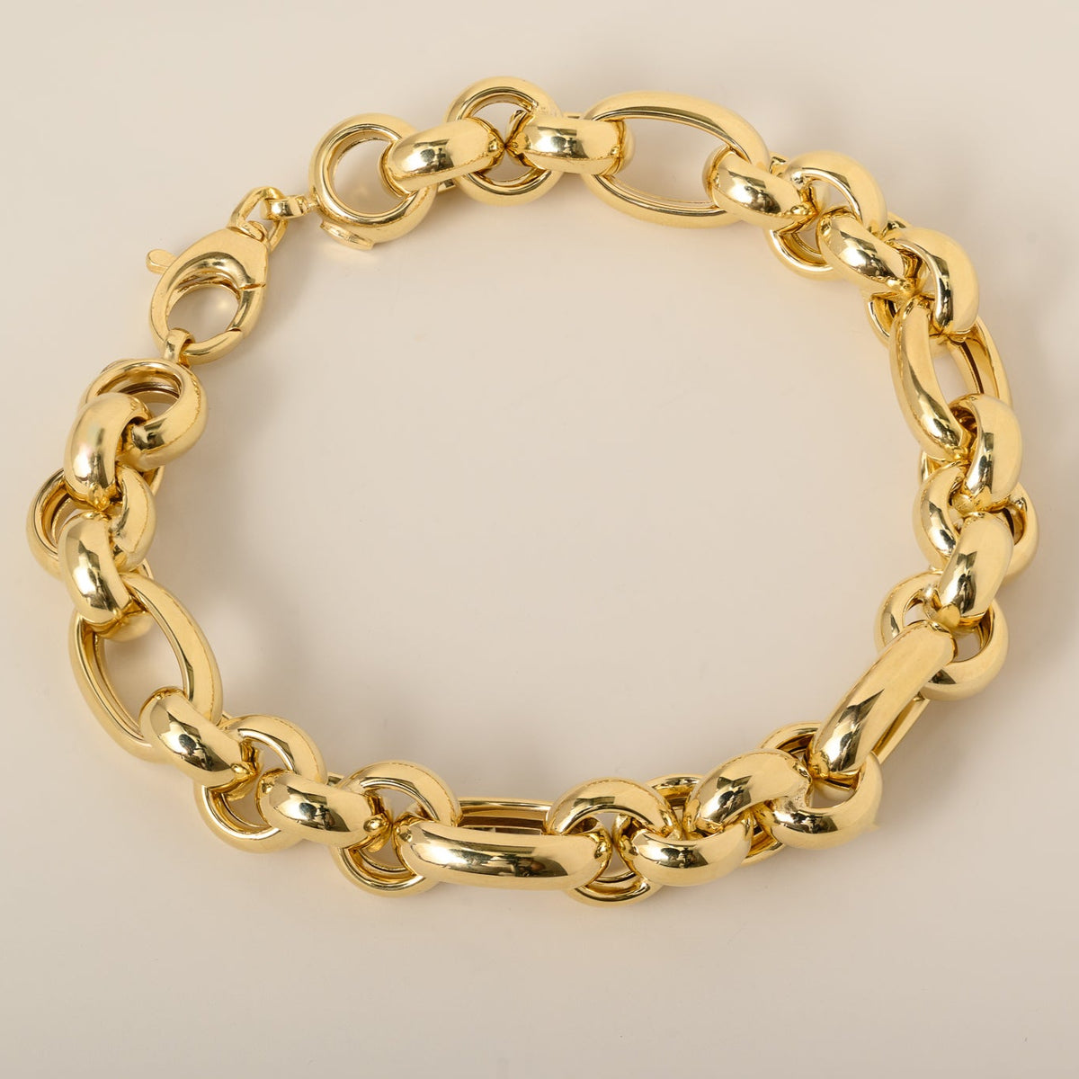 14k yellow gold chunky fancy oval link chain bracelet 8"