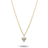 14k yellow gold baguette and round diamond dainty necklace 16in long chain under 1000