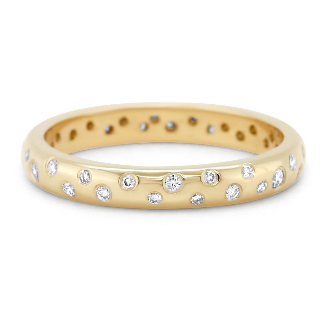 14k yellow, white or rose gold gypsy set diamond wedding band