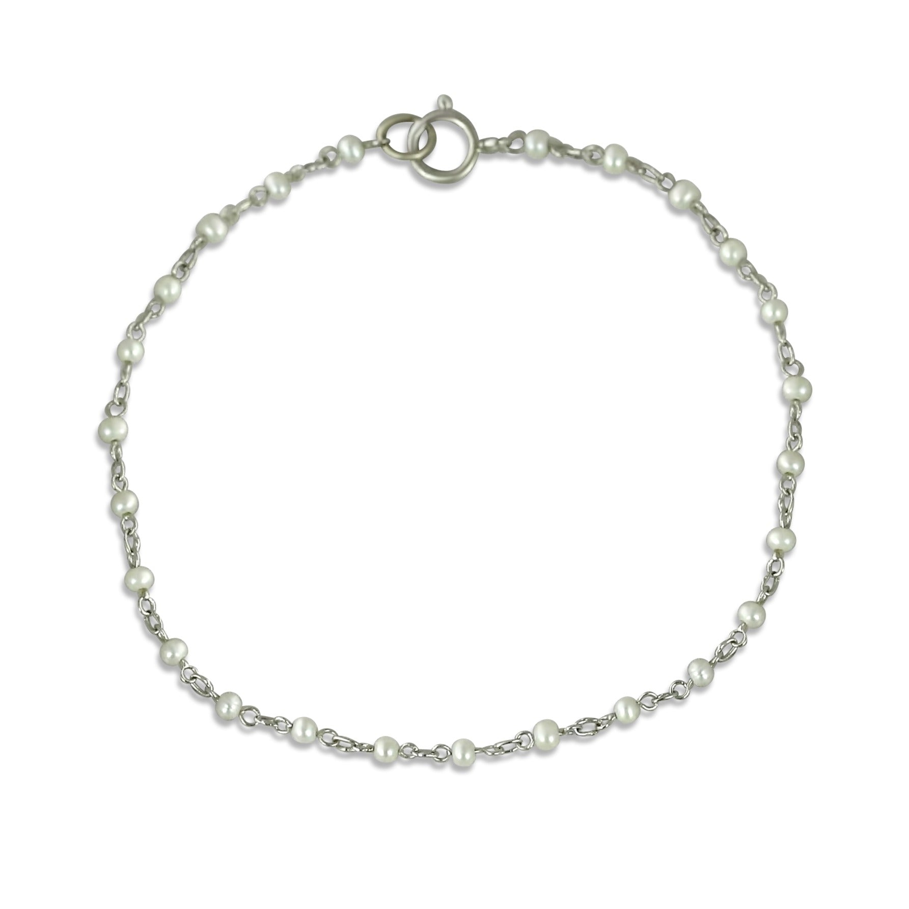 18k yellow or white gold rice pearl bracelet 6.5in long
