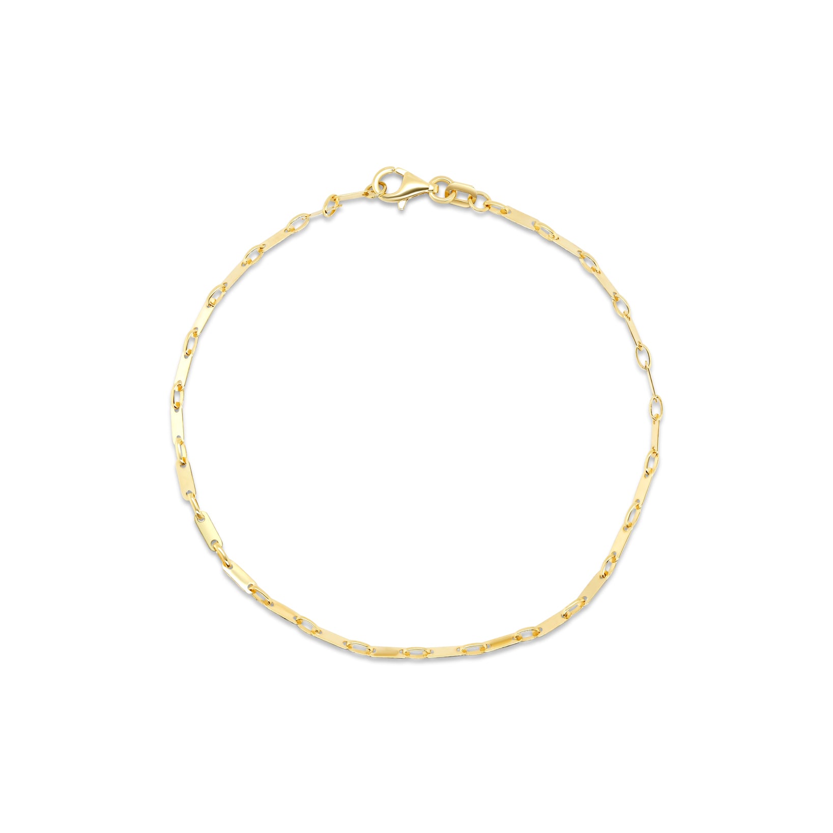 14k yellow gold flat link chain bracelet