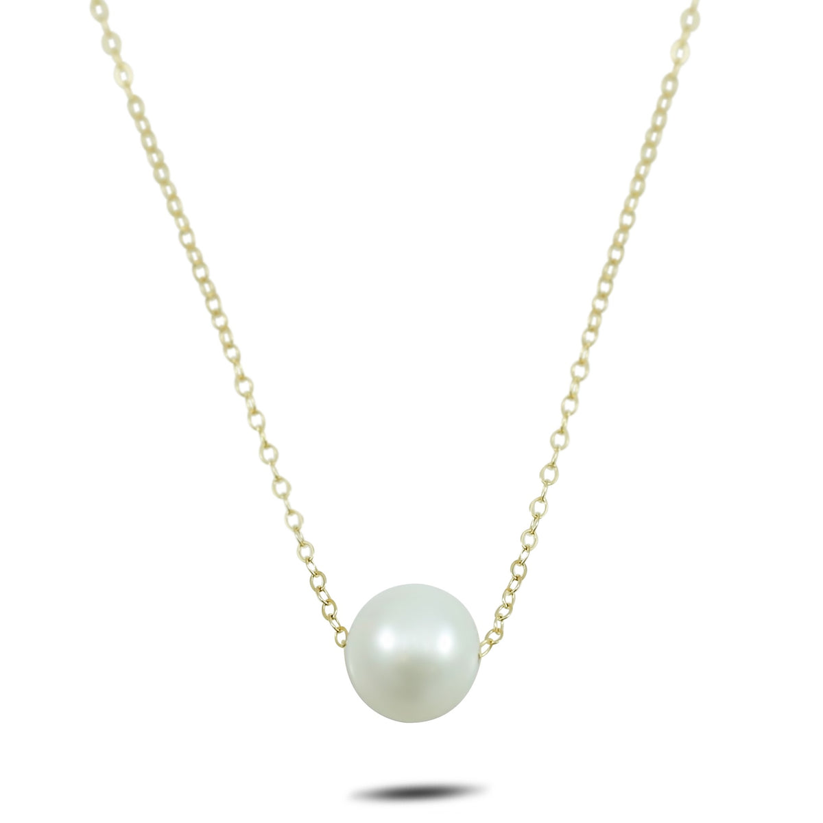 10mm pearl necklace 14k yellow gold 17in chain