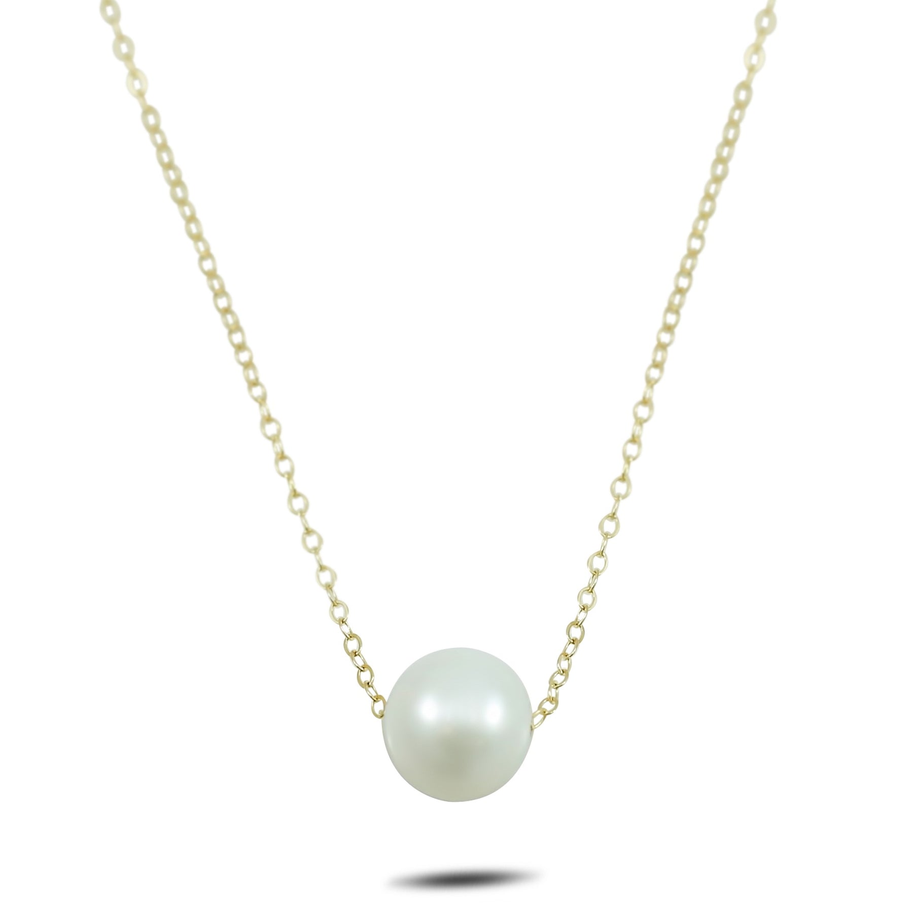 10mm pearl necklace 14k yellow gold 17in chain