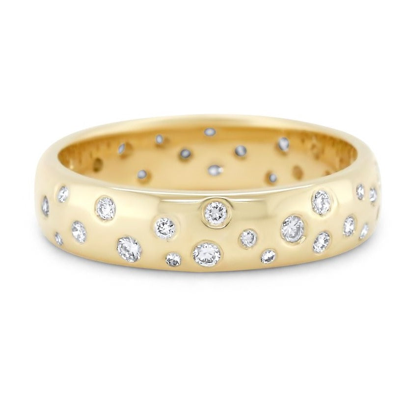 14k yellow, white or rose gold chunky gypsy set diamond wedding band