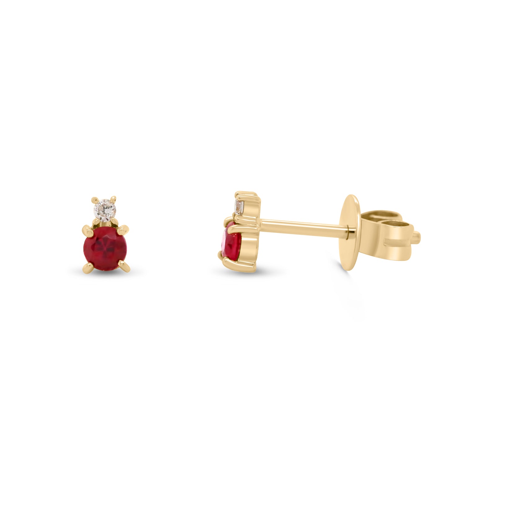 14k yellow gold round gemstone with diamond accent stud earrings peridot amethyst ruby sapphire
