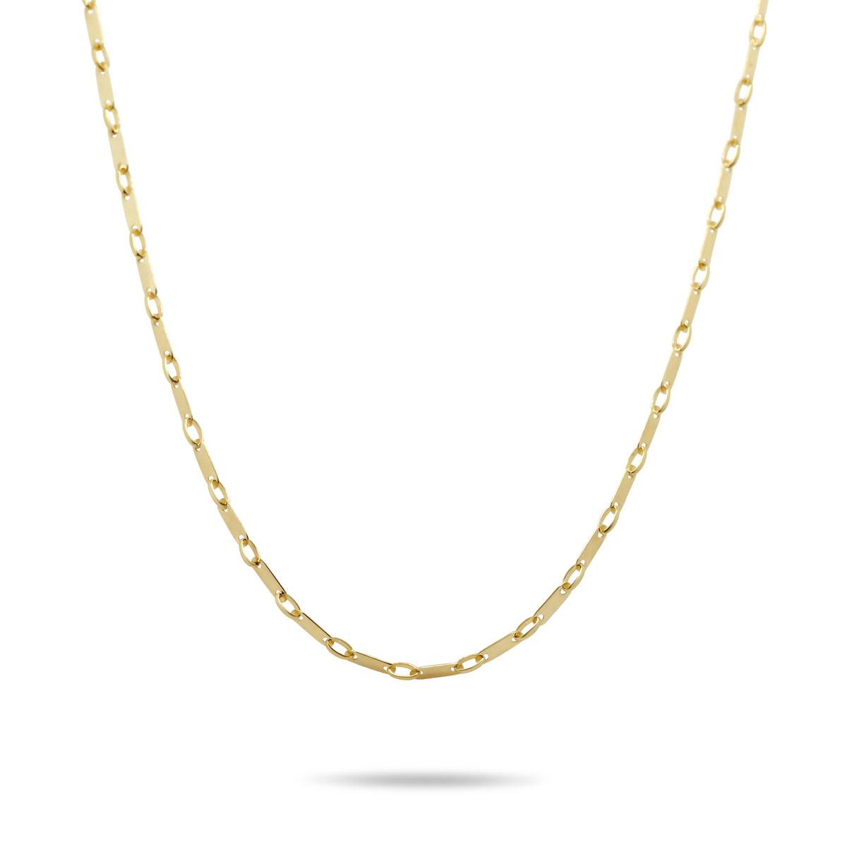 18 inch 14k yellow gold flat link chain necklace