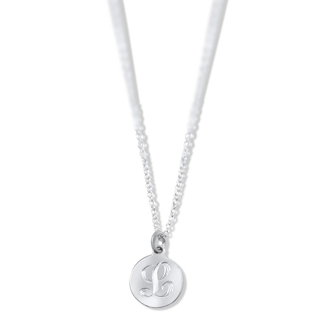 V Silver Initial Pendant Necklace