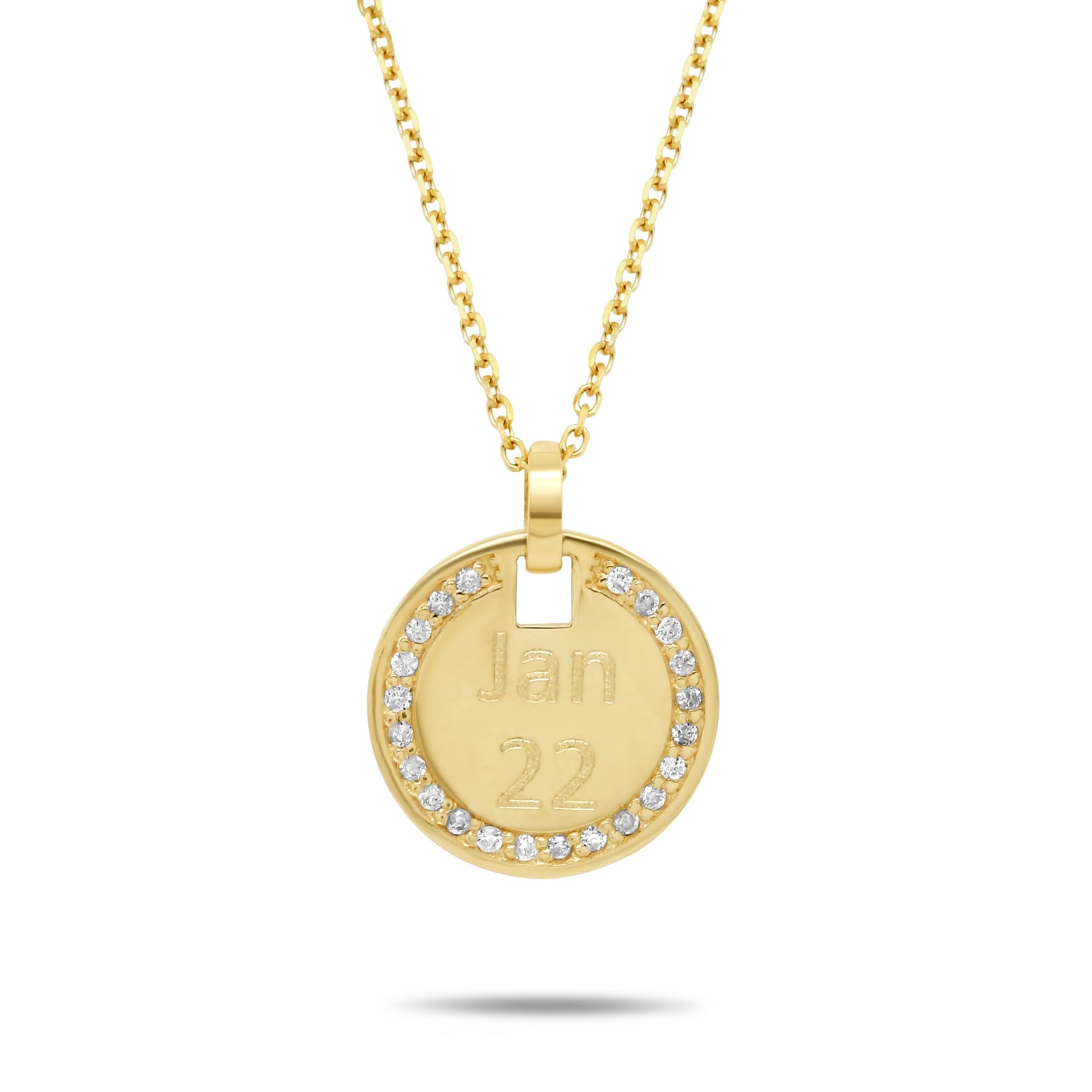 18 inch 14k yellow gold diamond pave pendant personalized necklace